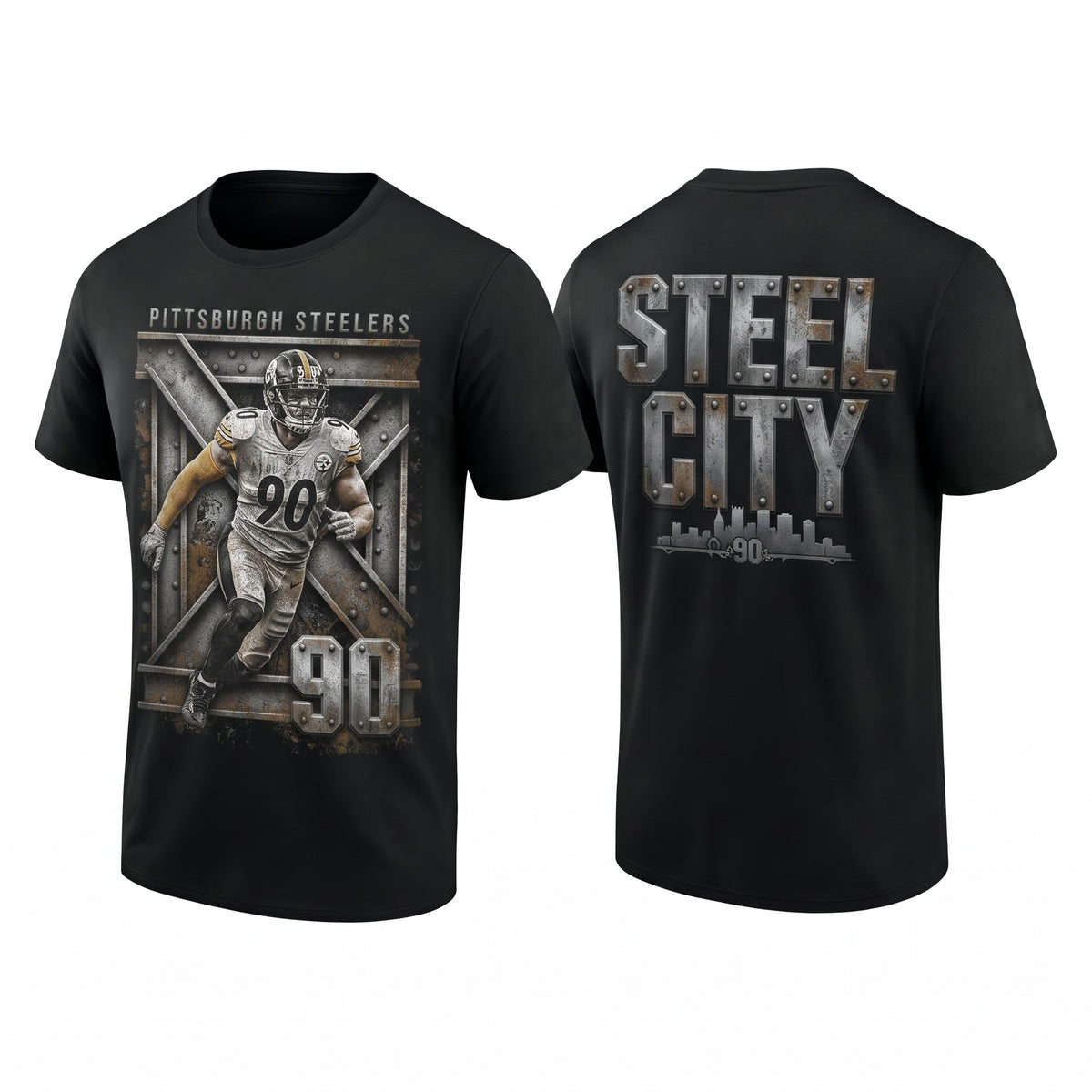 PIT TJ. Watt #90 x Steel City Two Sides T-Shirt - Printed