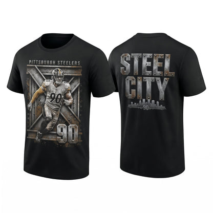 PIT TJ. Watt #90 x Steel City Two Sides T-Shirt - Printed
