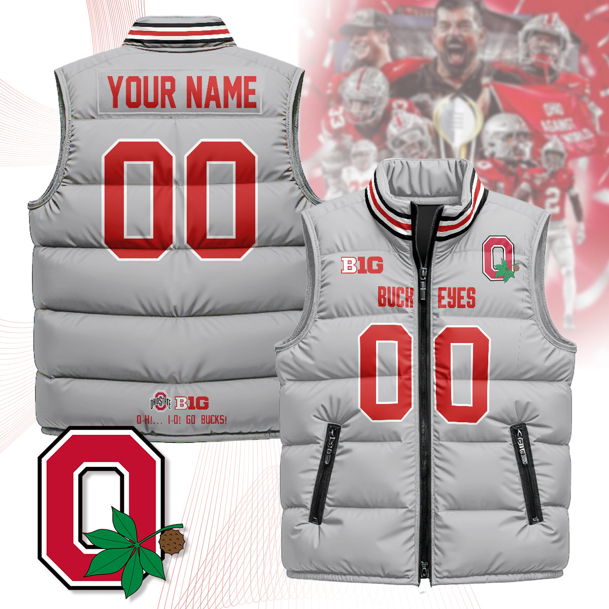 Personalized Ohio State Buckeyes Unisex Puffer Vest