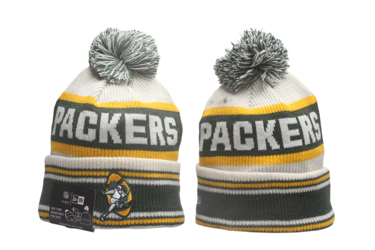 Green Bay Packers Cuffed Knit Hat with Pom - Embroidered Patch