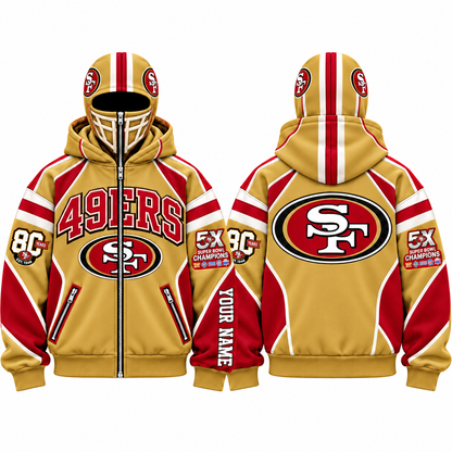 SF Streetwear Style Personalized Mask Zip Up Hoodie - Printed V2