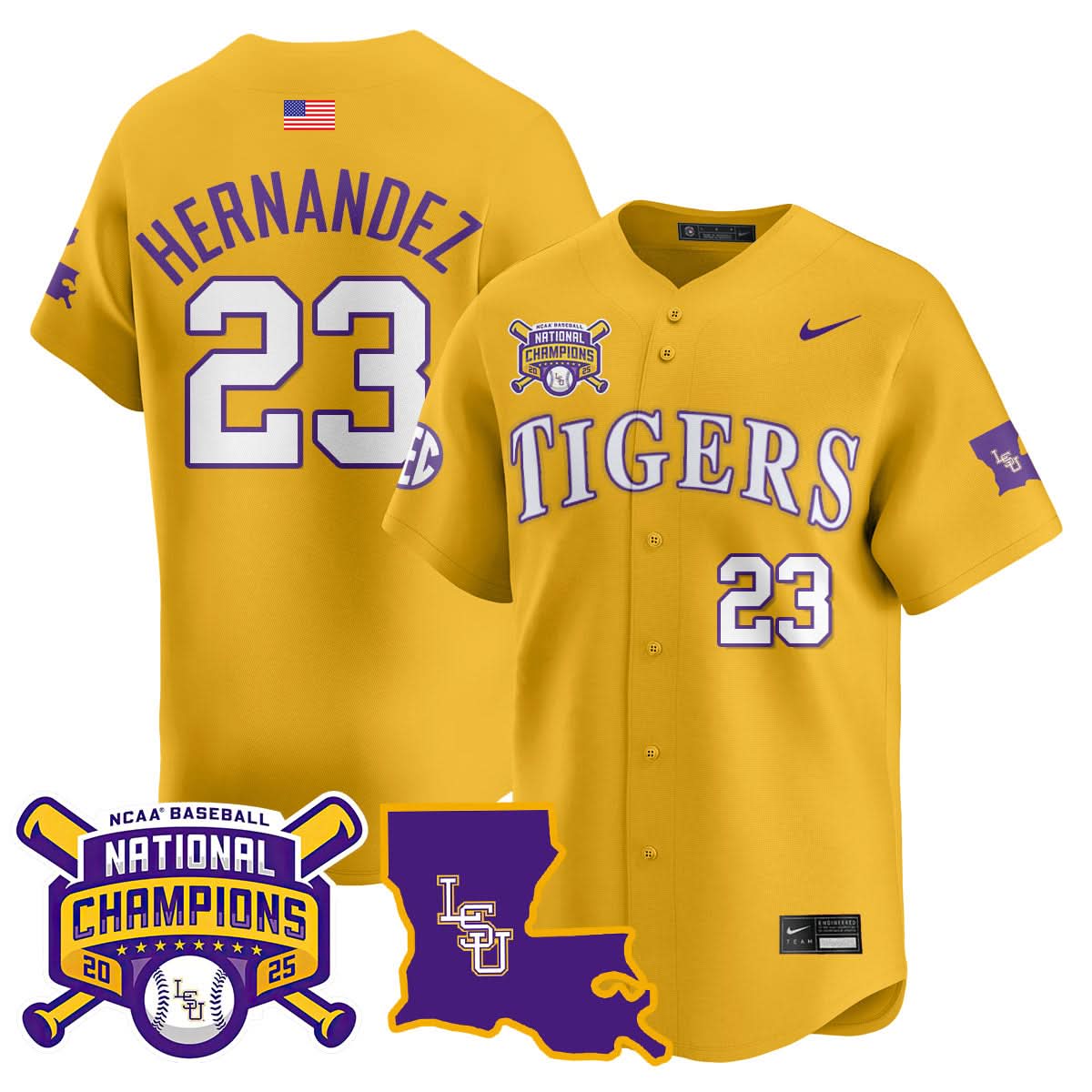 LSU Tigers 2025 College World Series Champions Limited Jersey - All Stitched