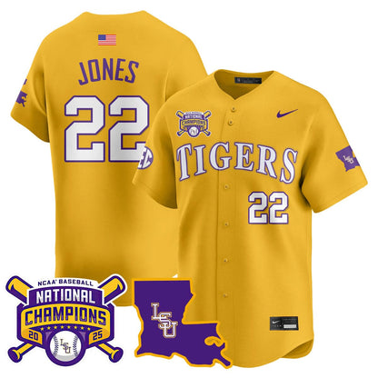 LSU Tigers 2025 College World Series Champions Limited Jersey - All Stitched