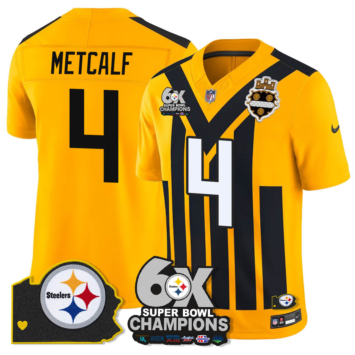 PIT 6-Time Champions Patch Vapor Limited Jersey - All Stitched