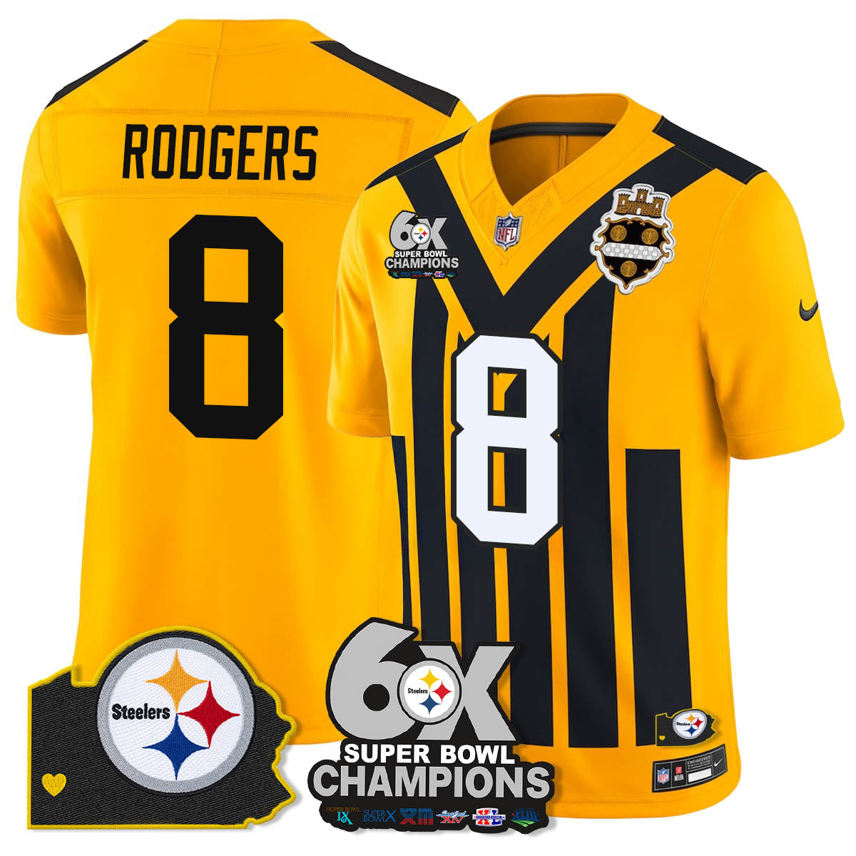 PIT 6-Time Champions Patch Vapor Limited Jersey - All Stitched