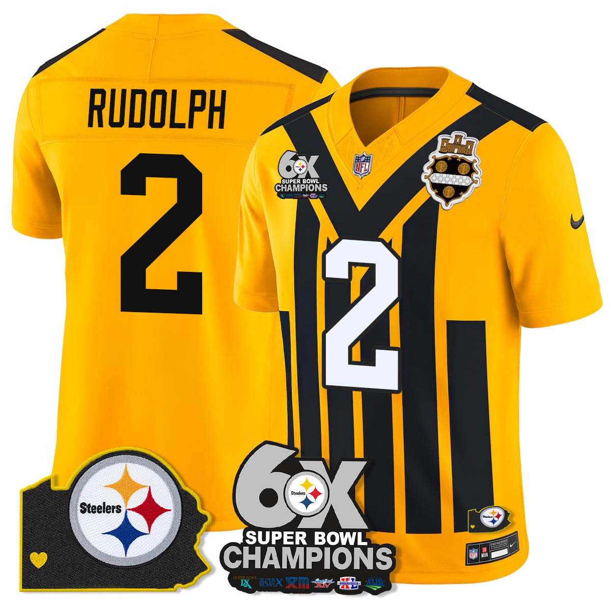 PIT 6-Time Champions Patch Vapor Limited Jersey - All Stitched