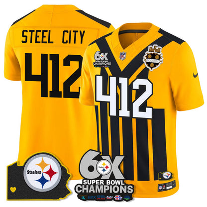 PIT 6-Time Champions Patch Vapor Limited Jersey - All Stitched