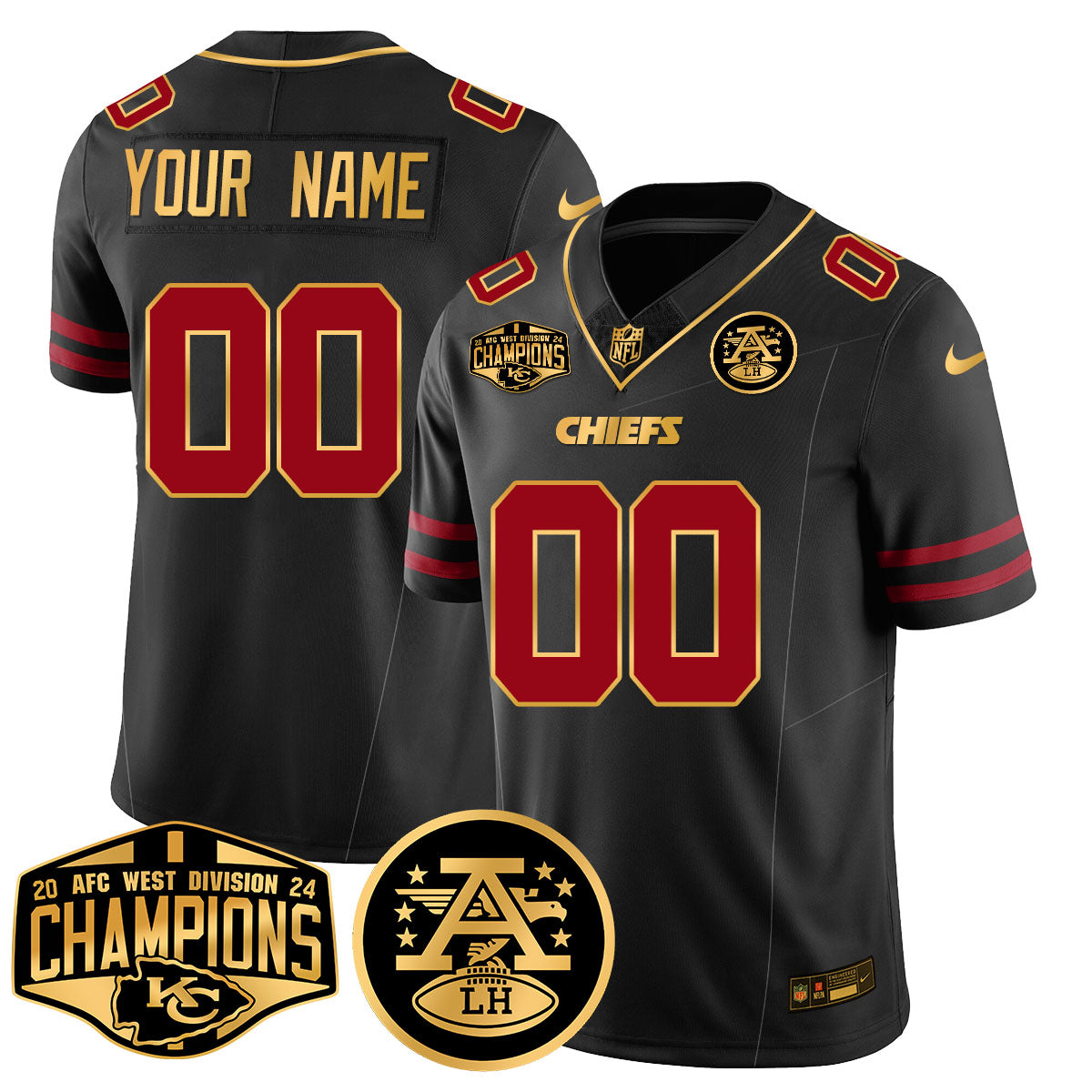 Custom Chiefs 2024 AFC West Champs Jersey - All Stitched