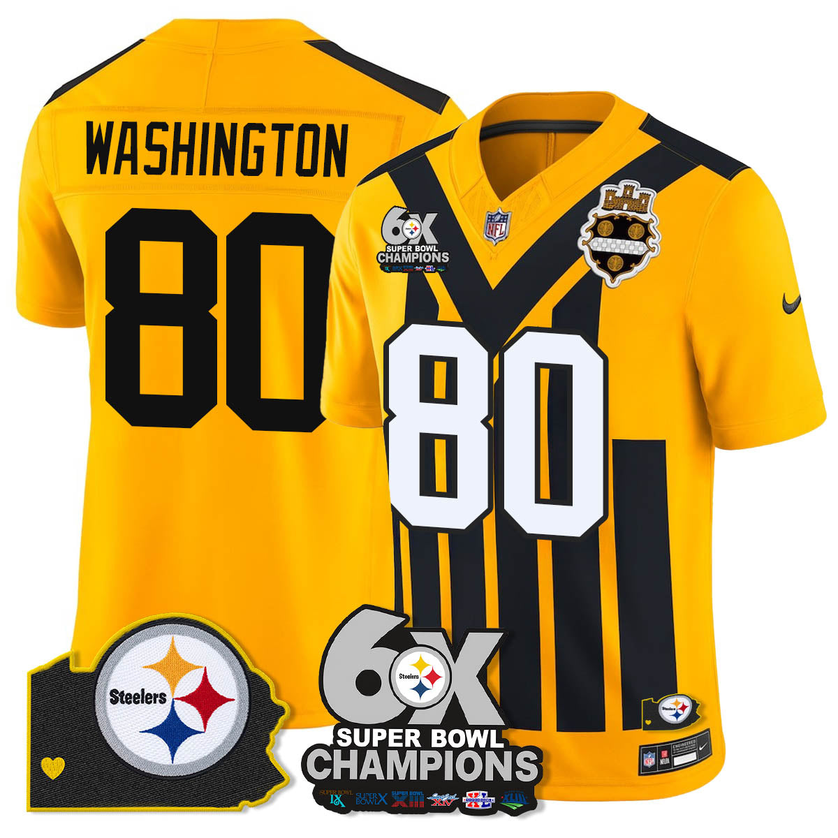 PIT 6-Time Champions Patch Vapor Limited Jersey - All Stitched