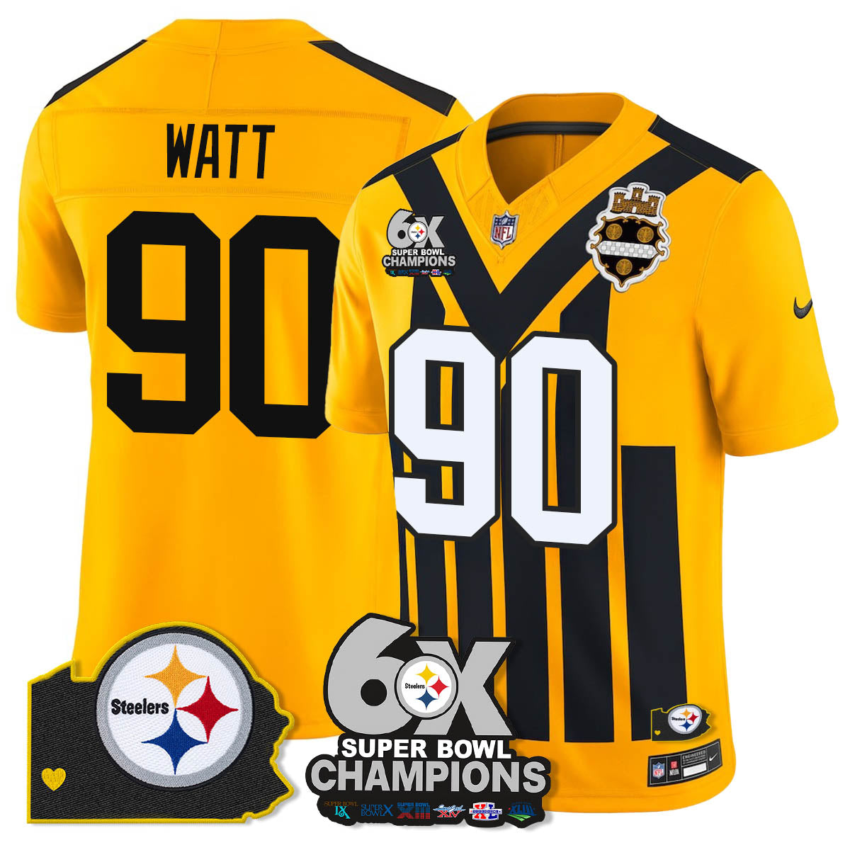 PIT 6-Time Champions Patch Vapor Limited Jersey - All Stitched