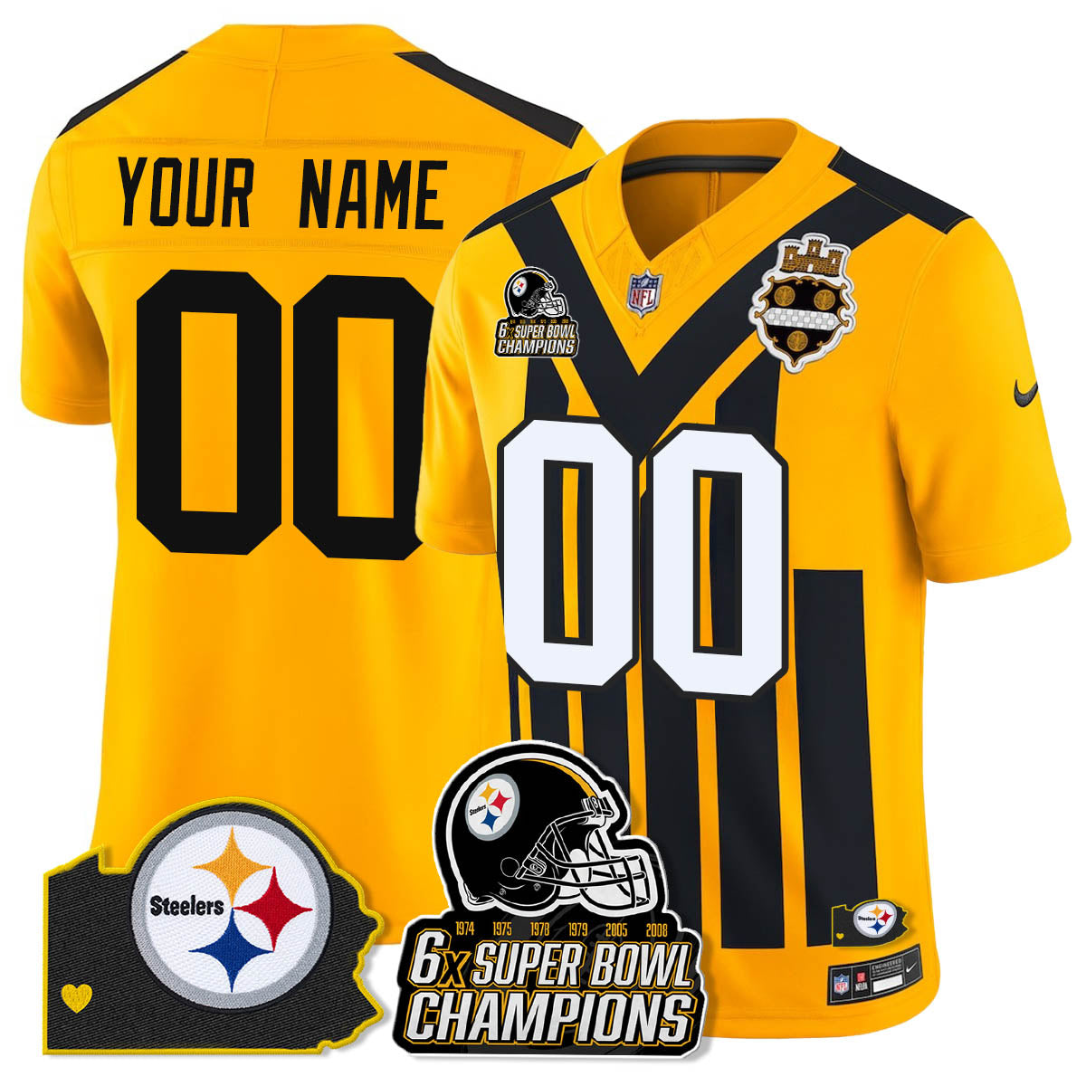 PIT 6-Time Champions Patch Vapor Limited Jersey - All Stitched