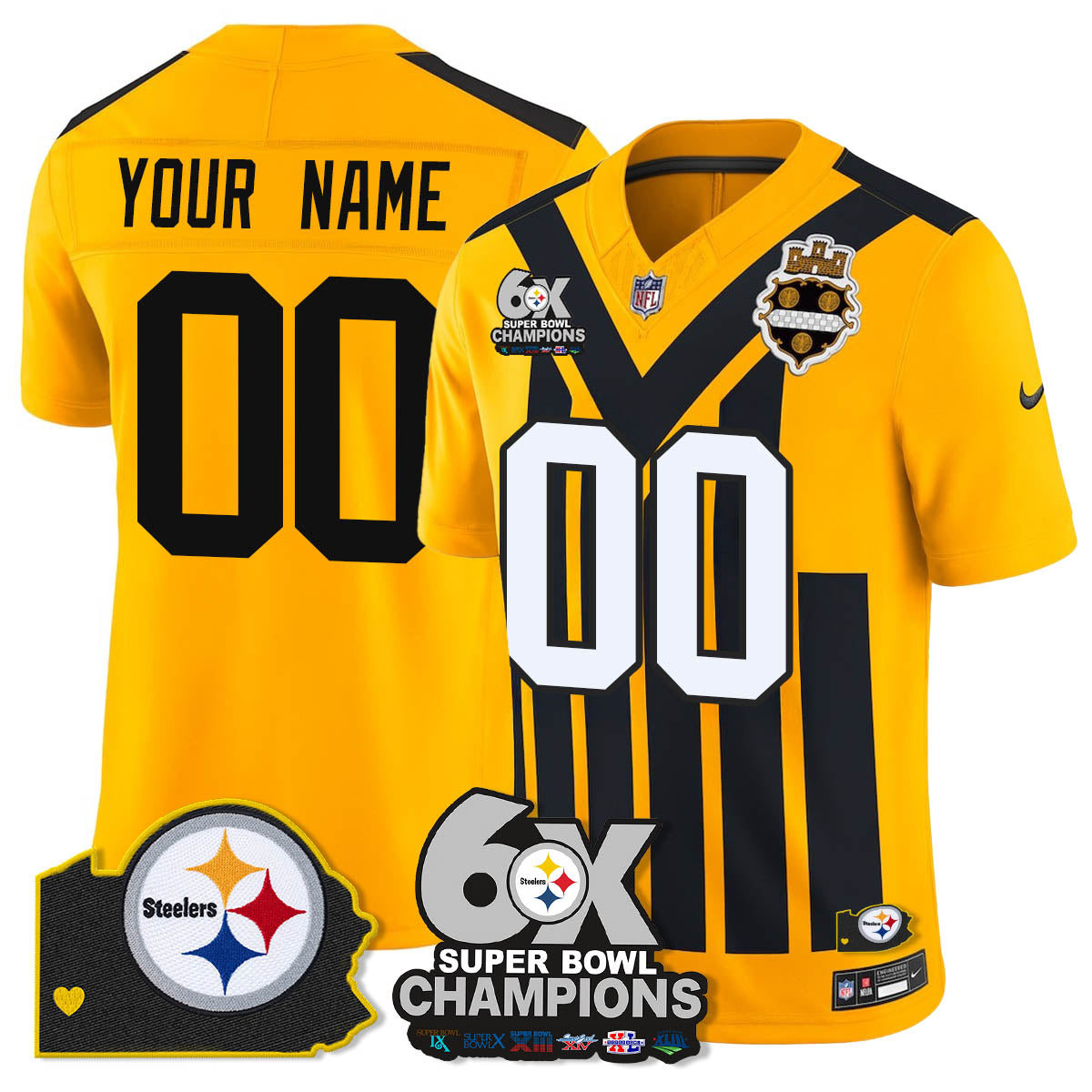 PIT 6-Time Champions Patch Vapor Limited Jersey - All Stitched