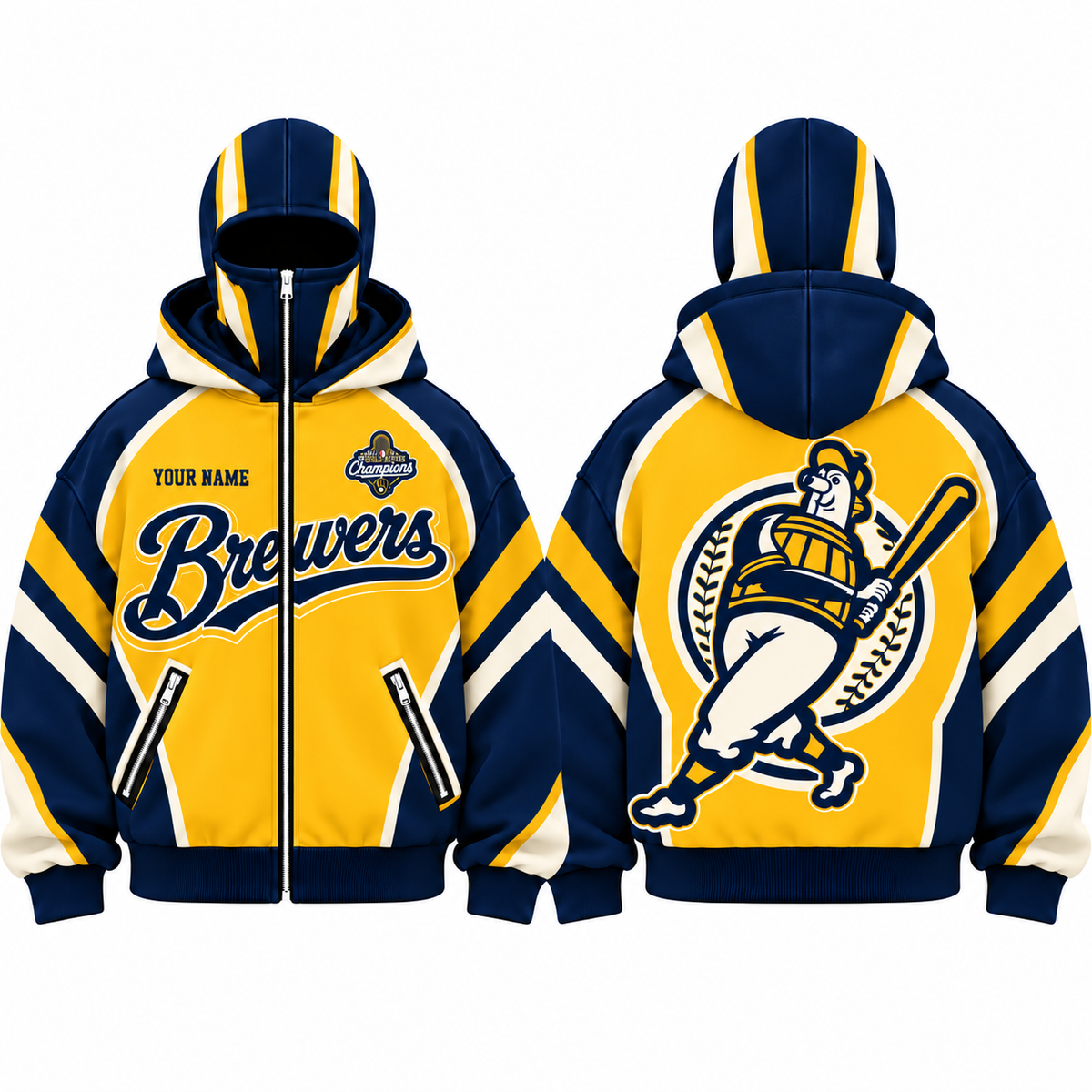MIL Barrelman Mascot Personalized Mask Zip Up Hoodie - Printed