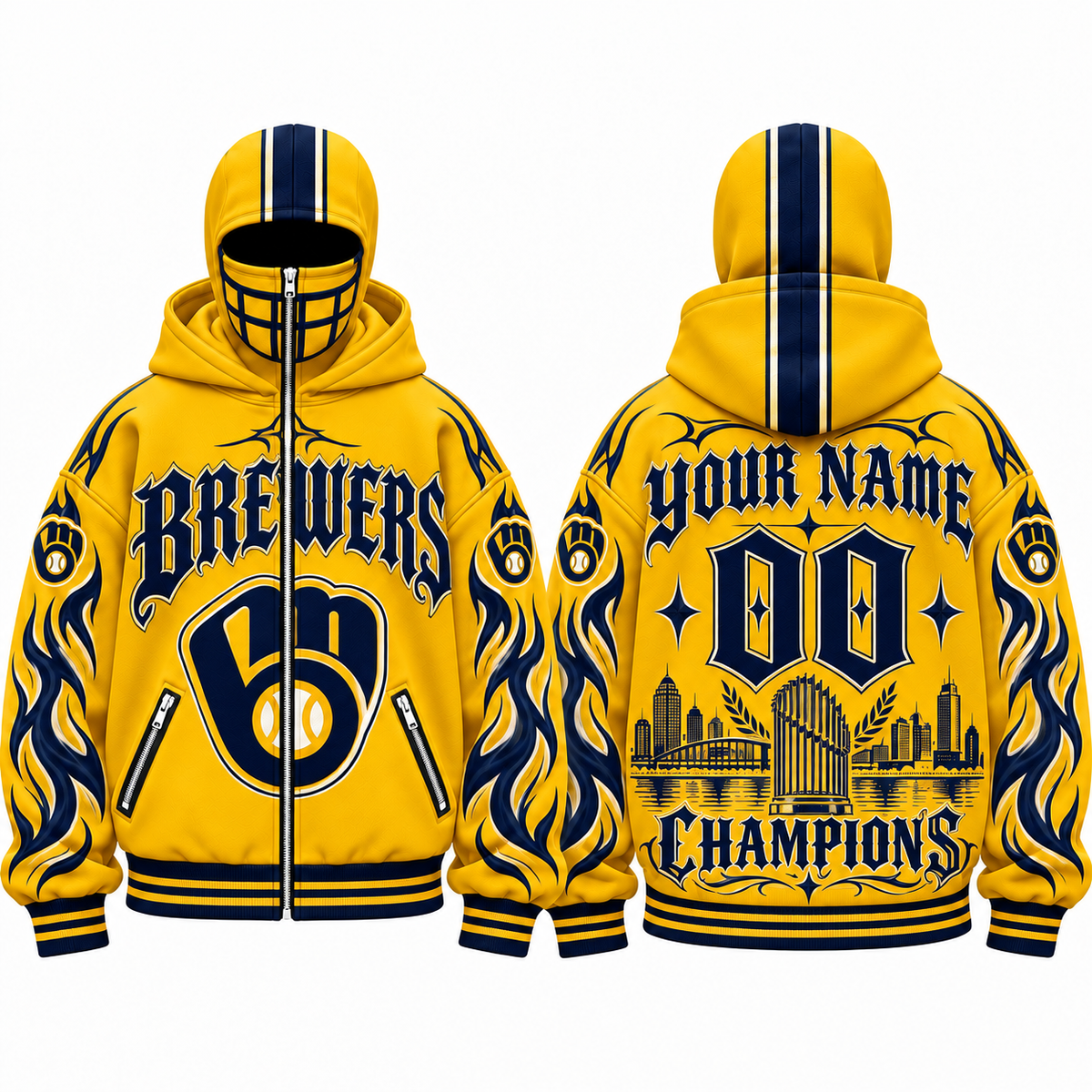 MIL 2026 World Series Champions Custom Mask Zip Up Hoodie - Printed V6