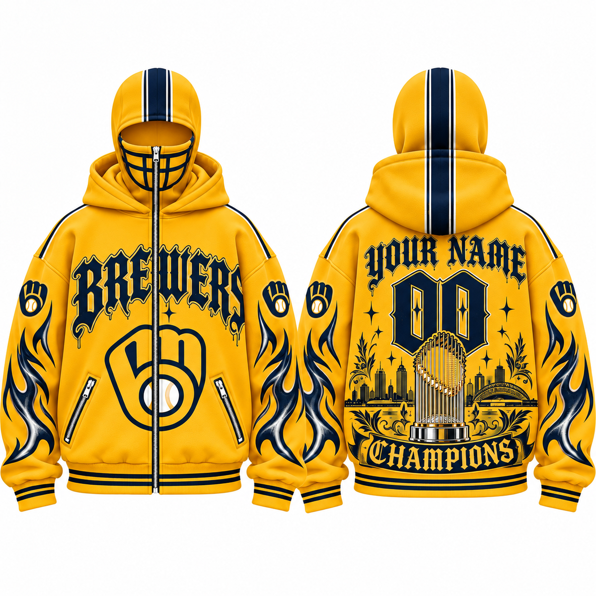 MIL 2026 World Series Champions Custom Mask Zip Up Hoodie - Printed V5