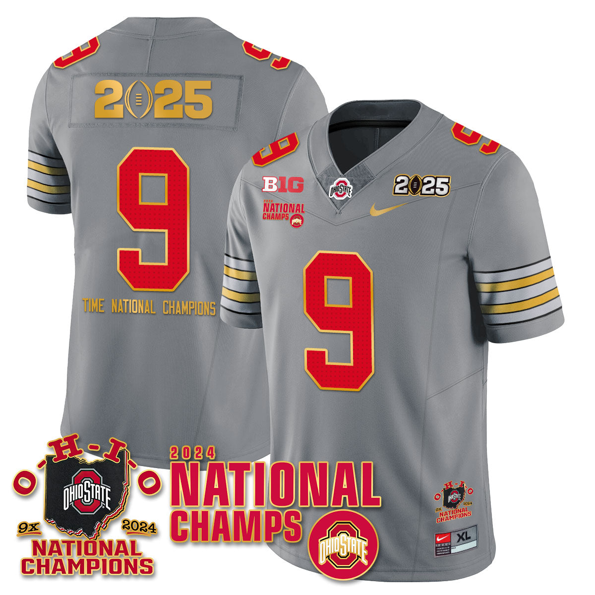 Ohio State Buckeyes 'Heritage Stripe' 2025 CFP Patch - National Champions Jersey N6 - All Stitched