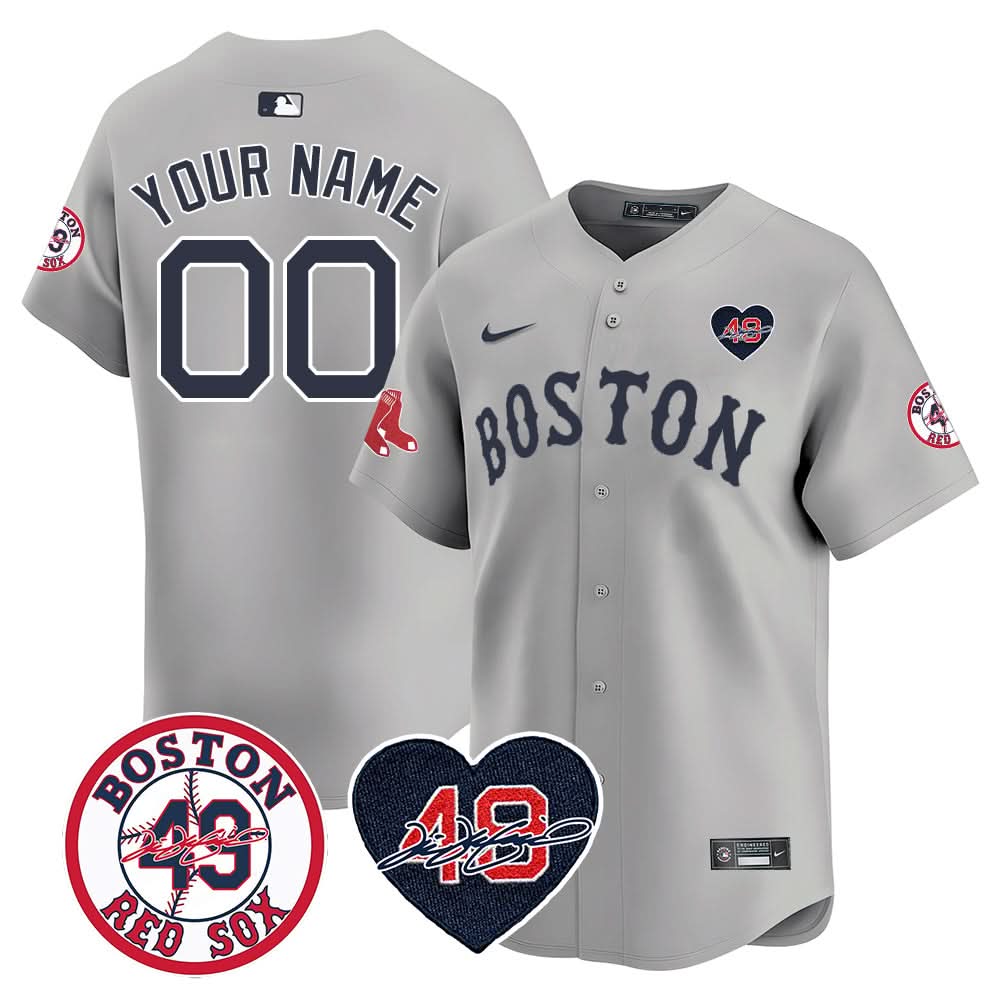 Red Sox Custom Jersey - Memorial Patch - All Stitched