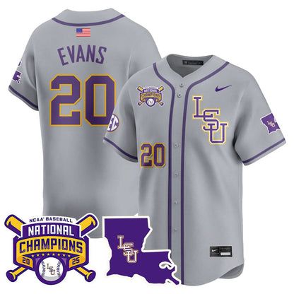 LSU Tigers 2025 College World Series Champions Limited Jersey - All Stitched