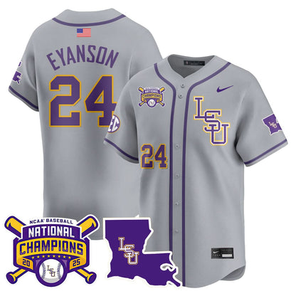 LSU Tigers 2025 College World Series Champions Limited Jersey - All Stitched