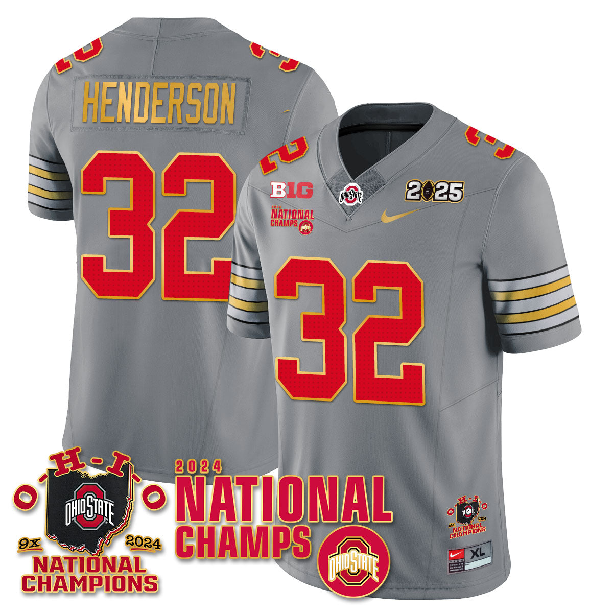 Ohio State Buckeyes 'Heritage Stripe' 2025 CFP Patch - National Champions Jersey N6 - All Stitched