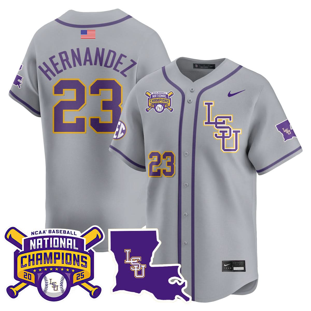 LSU Tigers 2025 College World Series Champions Limited Jersey - All Stitched