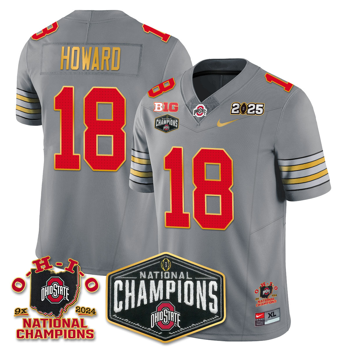 Ohio State Buckeyes 'Heritage Stripe' 2025 CFP Patch - National Champions Jersey N8 - All Stitched