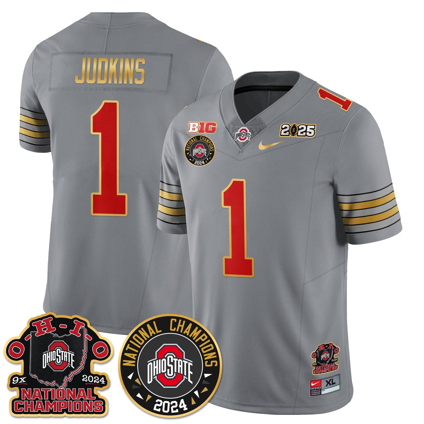 Ohio State Buckeyes 'Heritage Stripe' 2025 CFP Patch - National Champions Jersey N5 - All Stitched