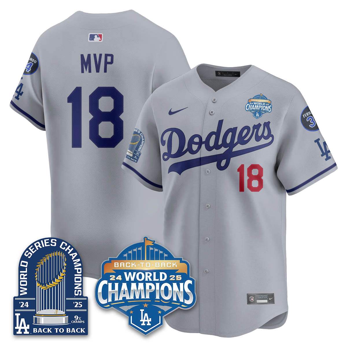 LAD 2025 World Series Champions Jersey - 9x Champs - All Stitched