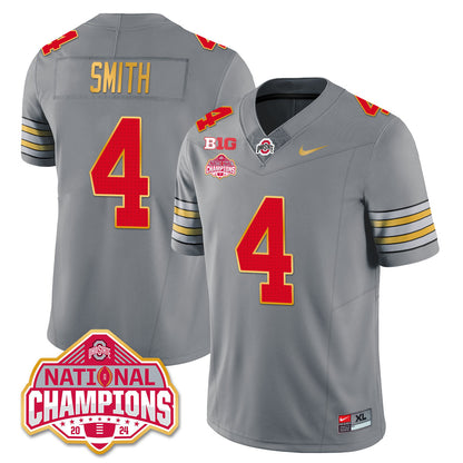 Ohio State Buckeyes 'Heritage Stripe' 2025 CFP Patch - National Champions Gold Jersey - All Stitched