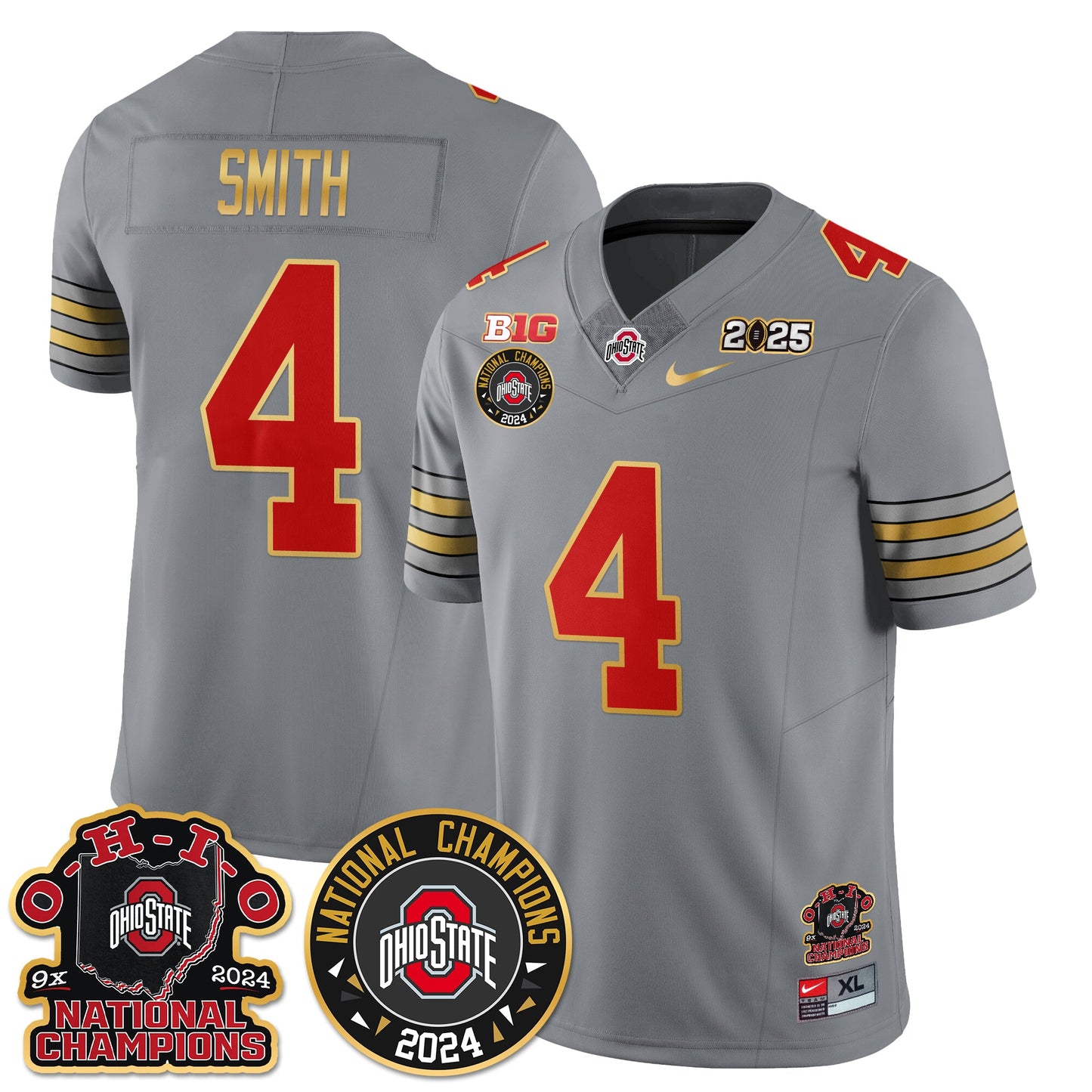 Ohio State Buckeyes 'Heritage Stripe' 2025 CFP Patch - National Champions Jersey N5 - All Stitched