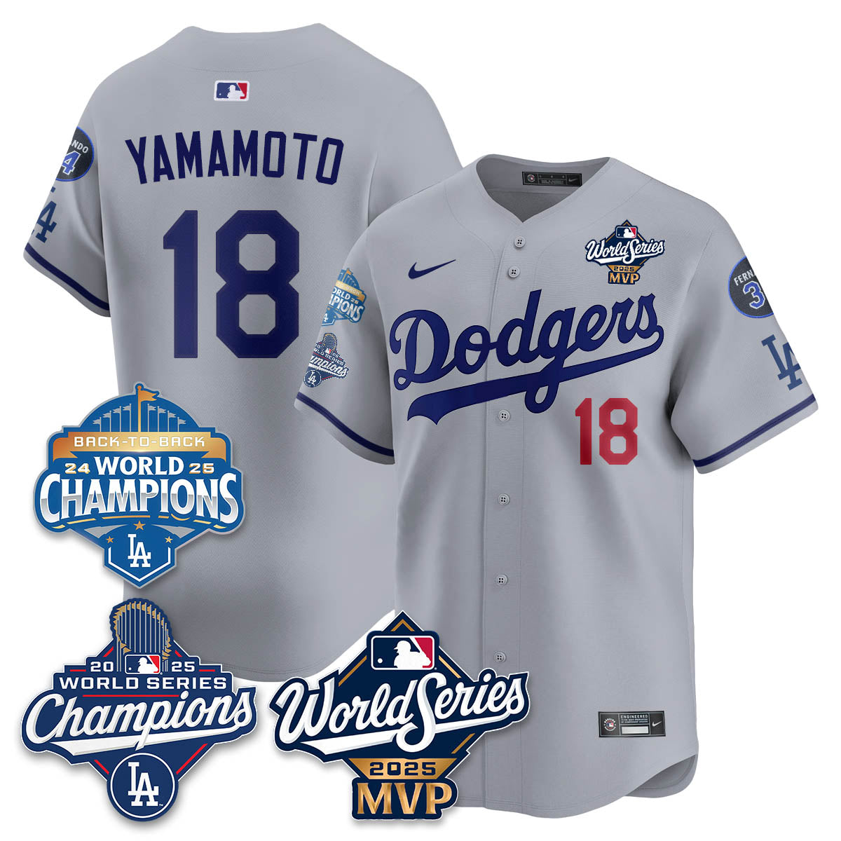 Yoshinobu Yamamoto LAD 2025 World Series MVP Jersey - All Stitched