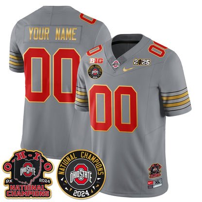 Ohio State Buckeyes 'Heritage Stripe' 2025 CFP Patch - National Champions Gold Custom Jersey N5 - All Stitched