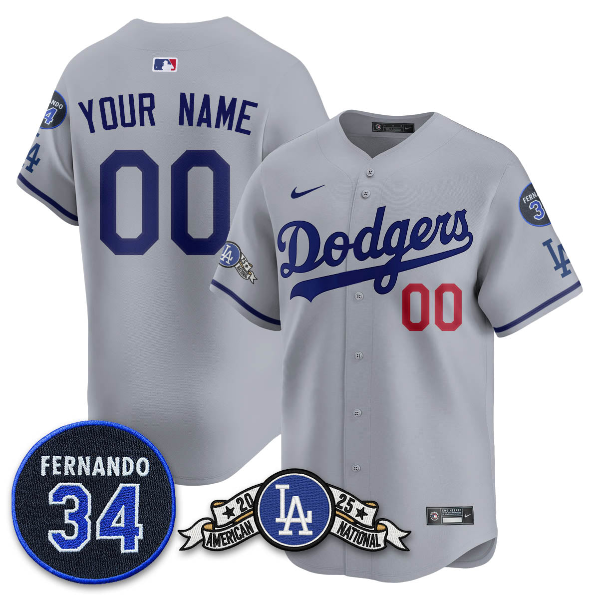 LAD 2025 National League Champions Jersey - All Stitched