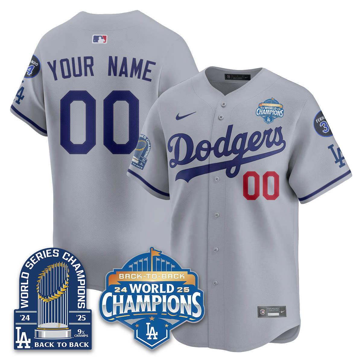 Custom LAD 2025 World Series Champions Jersey - 9x Champs - All Stitched