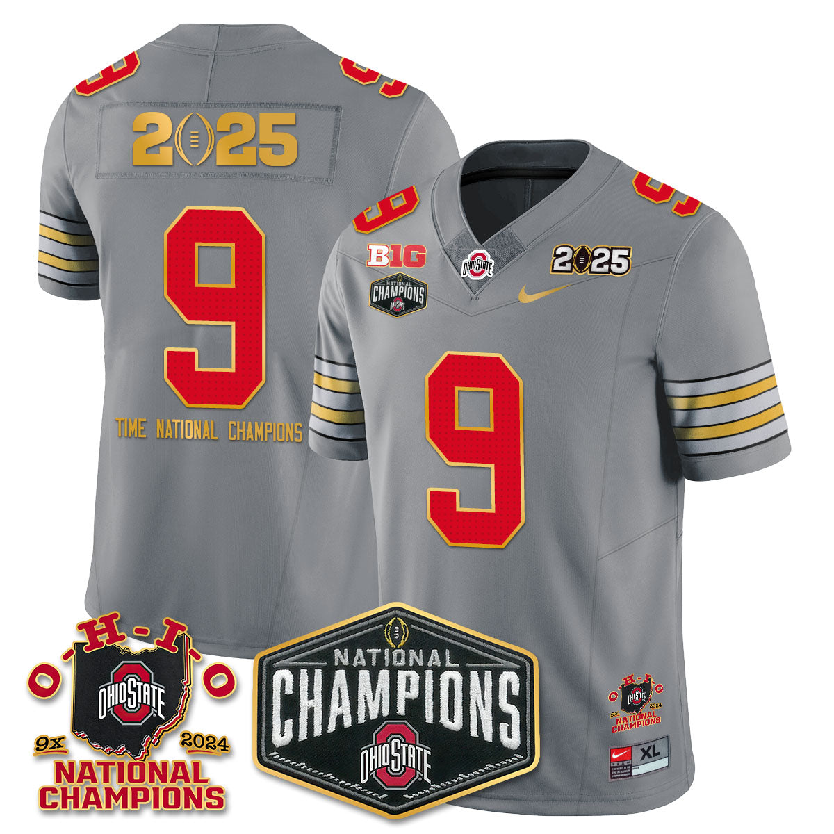 Ohio State Buckeyes 'Heritage Stripe' 2025 CFP Patch - National Champions Jersey N8 - All Stitched