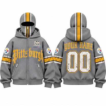PIT Gothic Style Personalized Mask Zip Up Hoodie - Printed