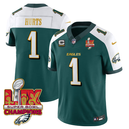 Philadelphia Eagles Super Bowl LIX Champions Gold Trim Vapor Limited Jersey - All Stitched