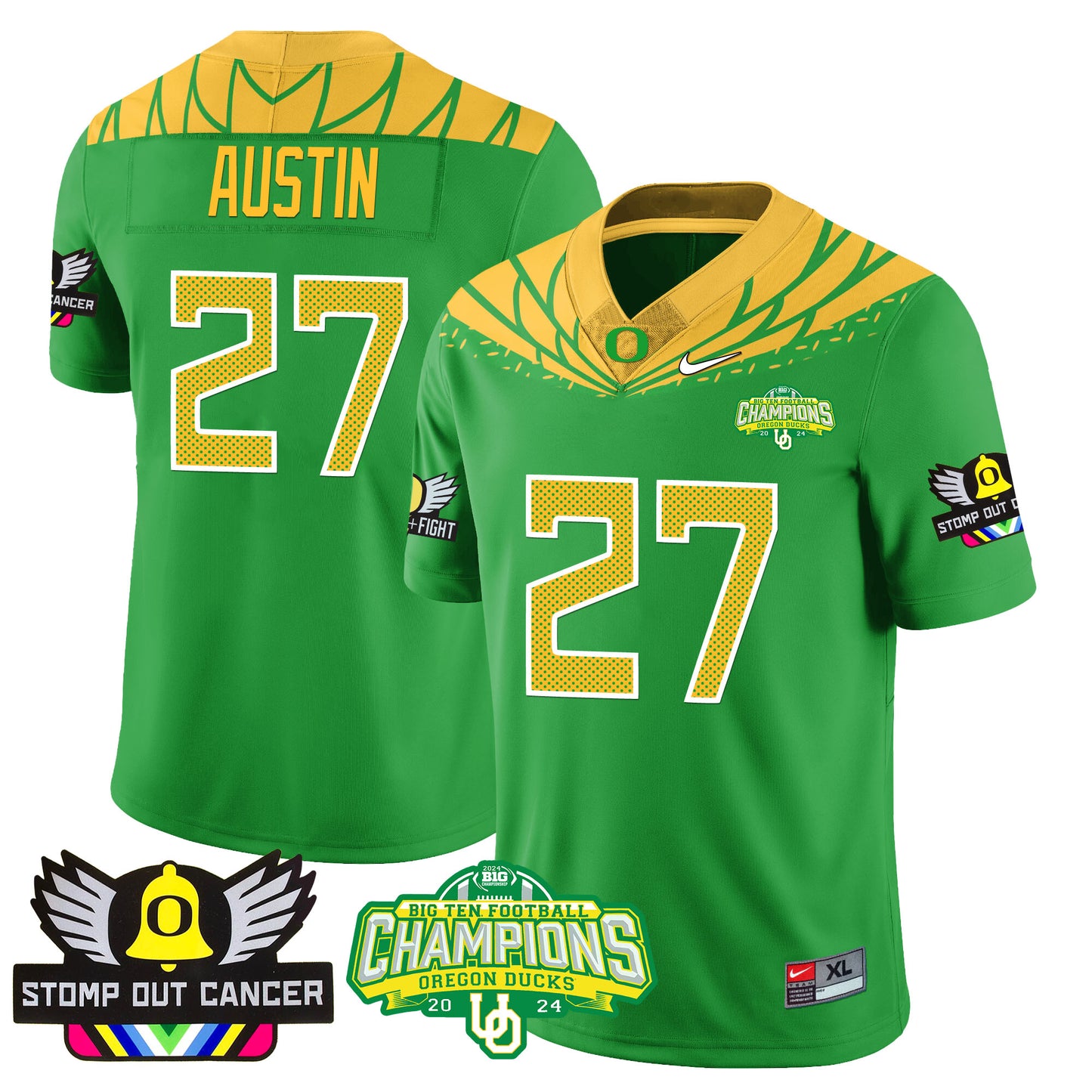 Oregon Alternate 2024 Big Ten Champions Jersey V3 - All Stitched