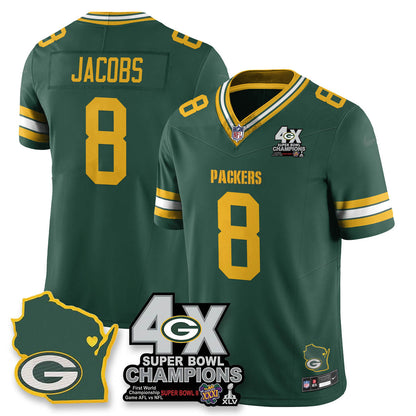 GB 4-Time Champions Patch Vapor Limited Jersey - All Stitched