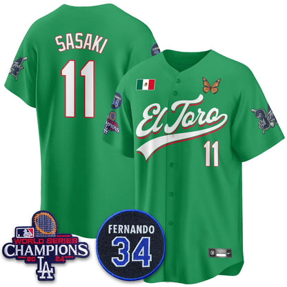 Los Angeles Dodgers Mexican "El Toro" Jersey - All Stitched