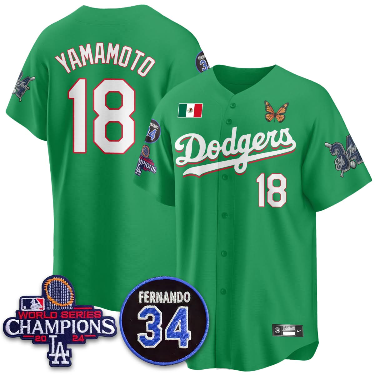 Los Angeles Dodgers Mexican "For 34" Jersey - All Stitched
