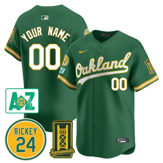 Oakland Athletics 2025 Sacramento, Rickey Henderson Custom Jersey - All Stitched