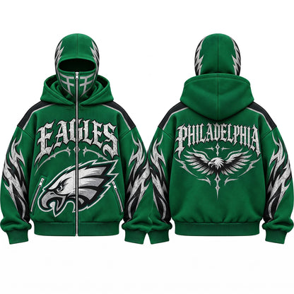 PHI Gothic Style Mask Zip Up Hoodie - Printed V2