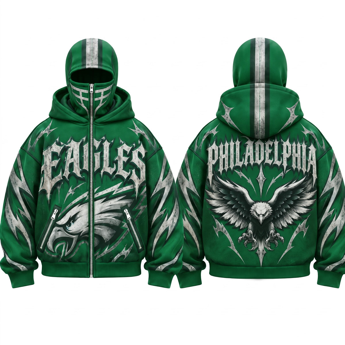 PHI Gothic Style Mask Zip Up Hoodie - Printed