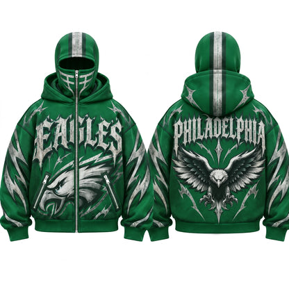 PHI Gothic Style Mask Zip Up Hoodie - Printed