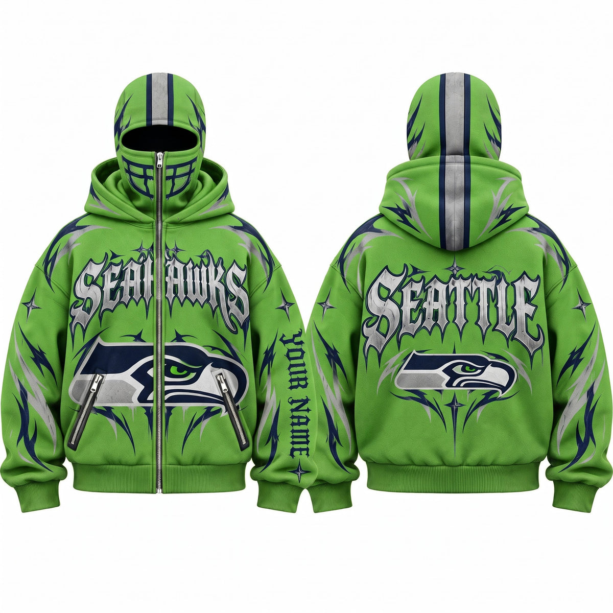 SEA Gothic Style Personalized Mask Zip Up Hoodie - Printed