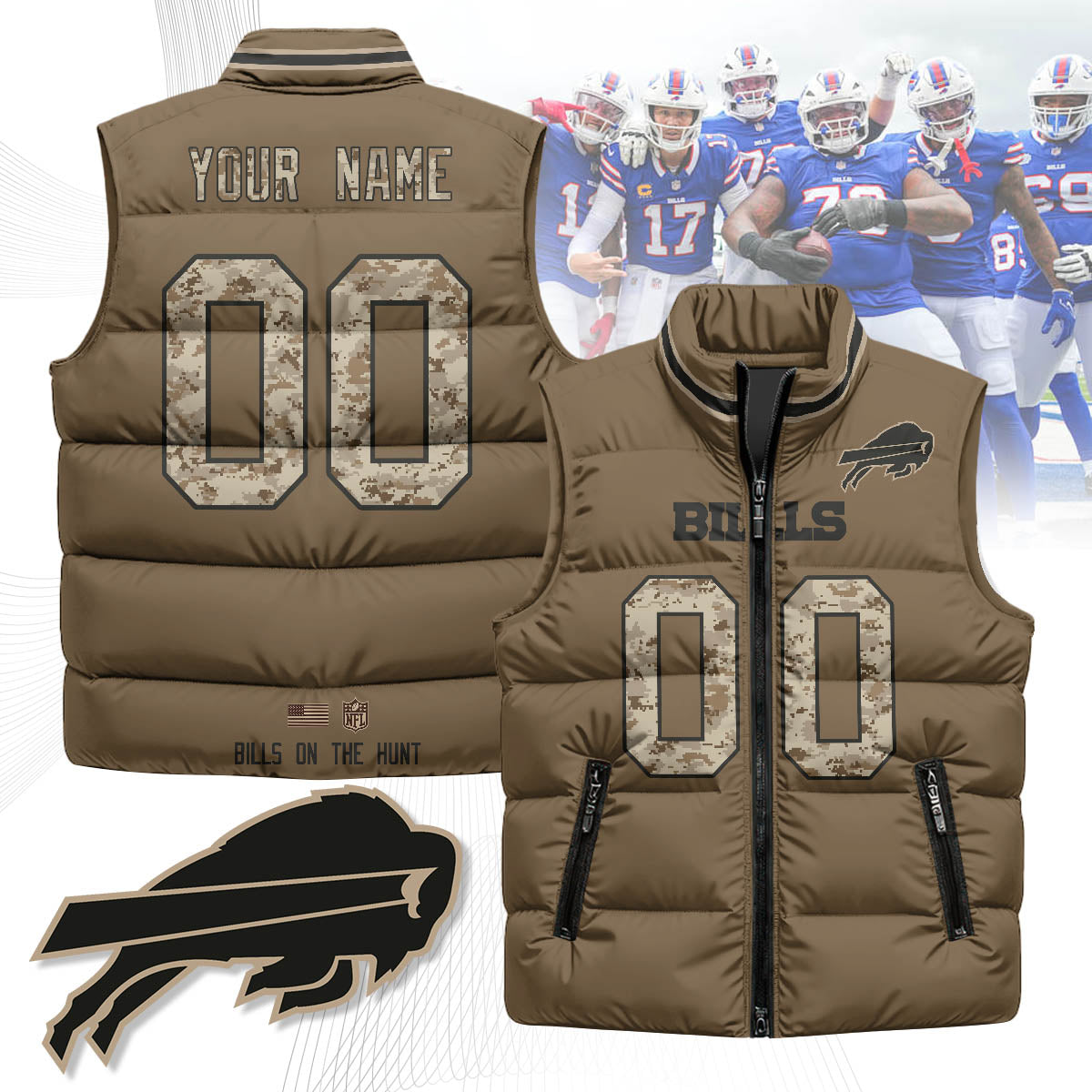 Personalized Buffalo Bills Hunting Unisex Puffer Vest