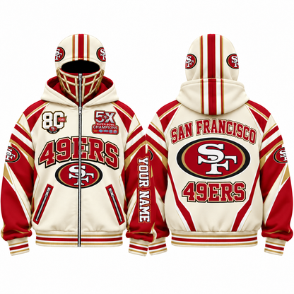 SF Streetwear Style Personalized Mask Zip Up Hoodie - Printed V1