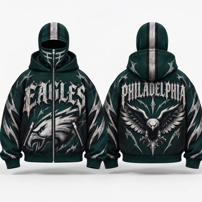 PHI Gothic Style Mask Zip Up Hoodie - Printed