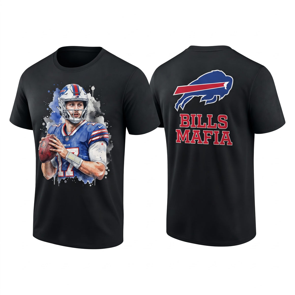 BUF John Allen #17 Two Sides T-Shirt - Printed V1